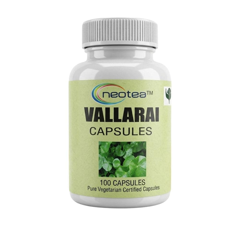 Neotea Vallarai (Brahmi) Capsules 500mg | Centella Asiatica Extract | 100 Vegetarian Capsules | Herbal Supplement | Memory & Wellness Support | No Added Preservatives