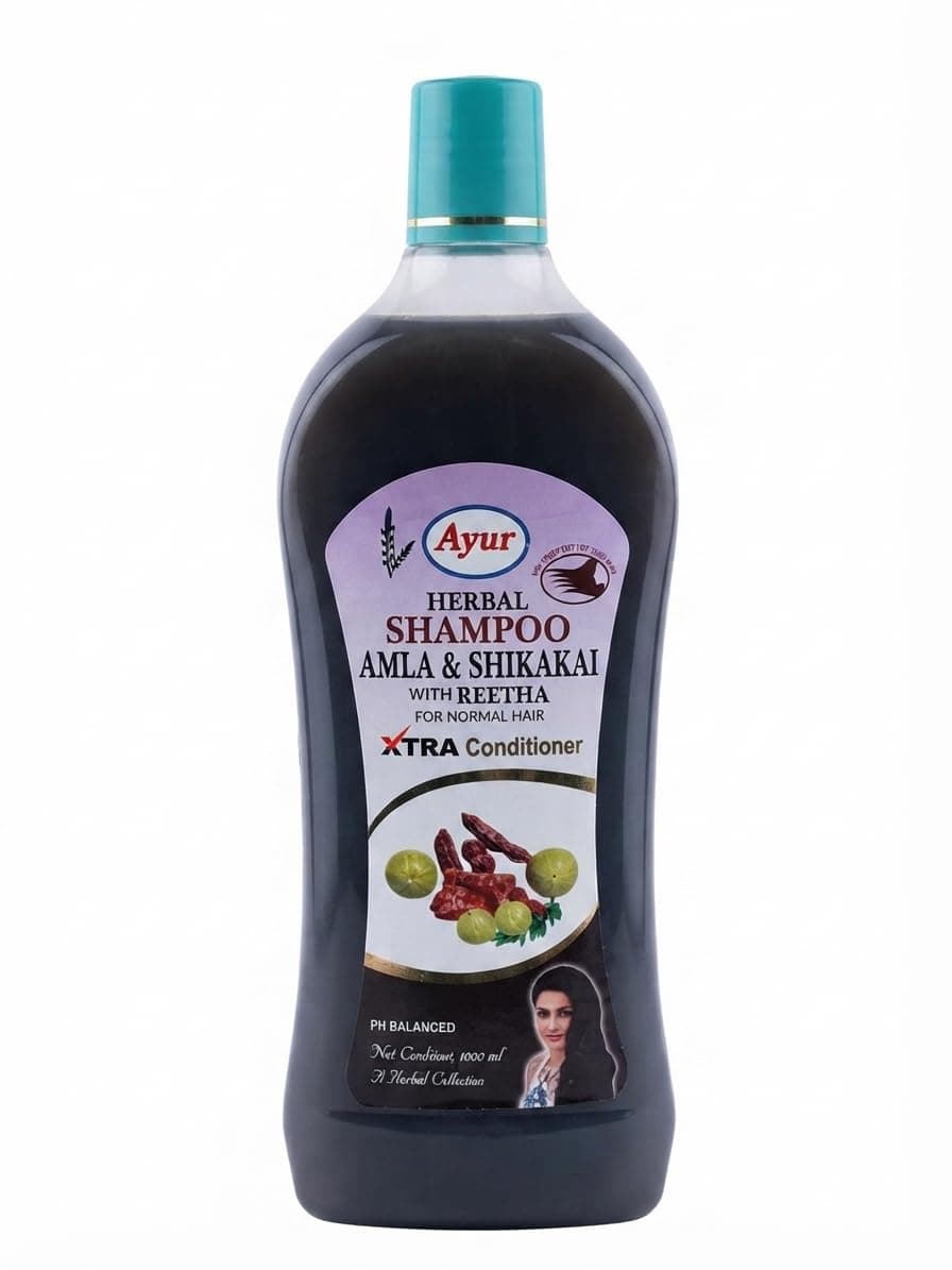 Ayur Herbal Amla Shikakai with Reetha Shampoo | Paraben-Free | Gentle Cleanser for All Hair Types (1000 ML)