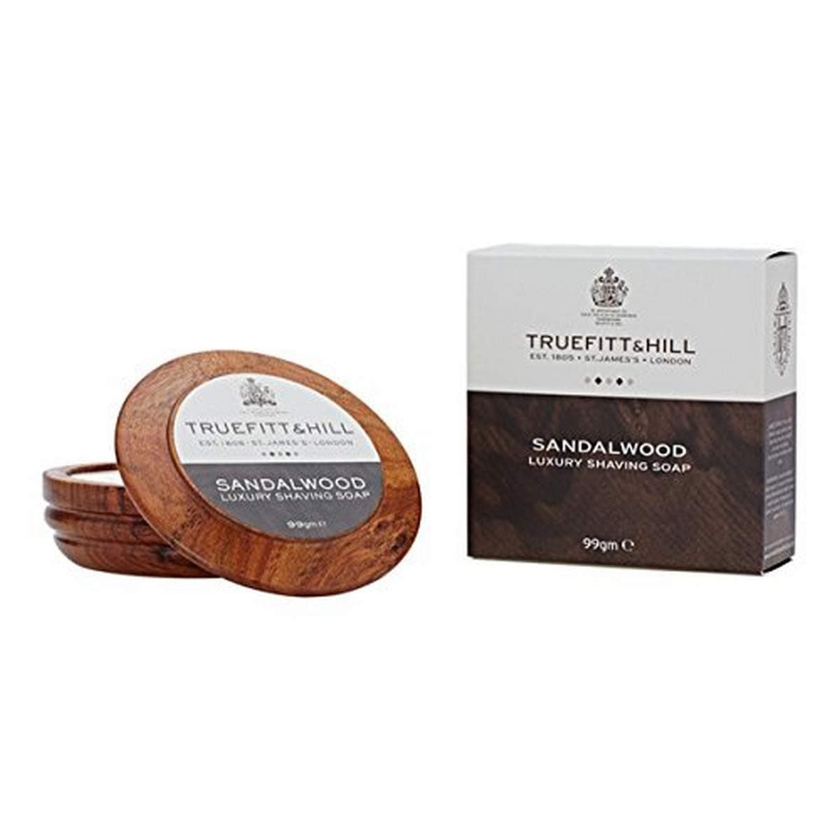 Truefitt & Hill Sandalwood Luxury Shaving Bar Soap In Wooden Bowl 99Gm Signature Product Of Truefitt And Hill|Essential Grooming Collection For Men|Suitable For All Skin Types|Best For Dry Skin