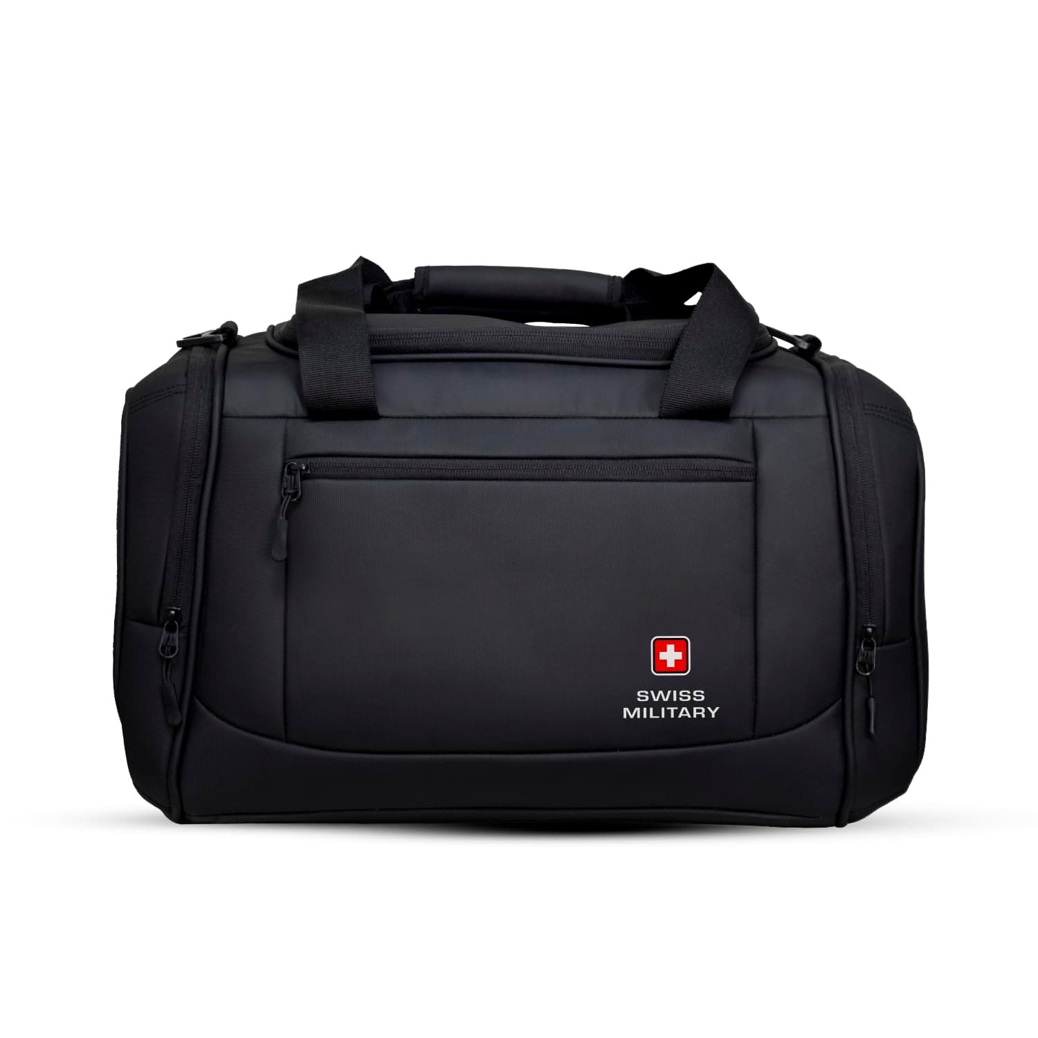 Swiss Military 34L Multipurpose Duffle Bag Black, Water-Resistant PU-Coated Polyester, Large Storage, Secure Zip Pockets, Adjustable Shoulder Strap, Soft Carry Handles (Black)