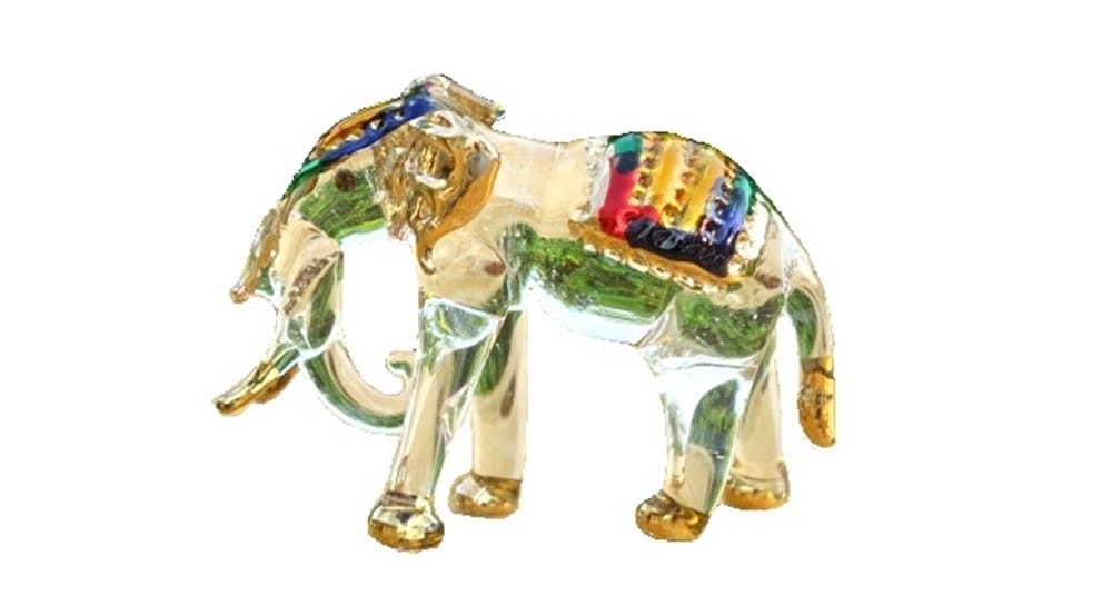 Handmade Elephant Art Glass Blown Wild Animal Figurine - No.1