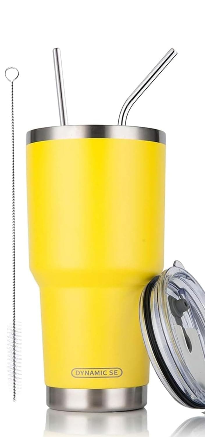 D·S 30oz Yellow Tumbler Double Wall Vacuum Insulated Travel Coffee Mug
