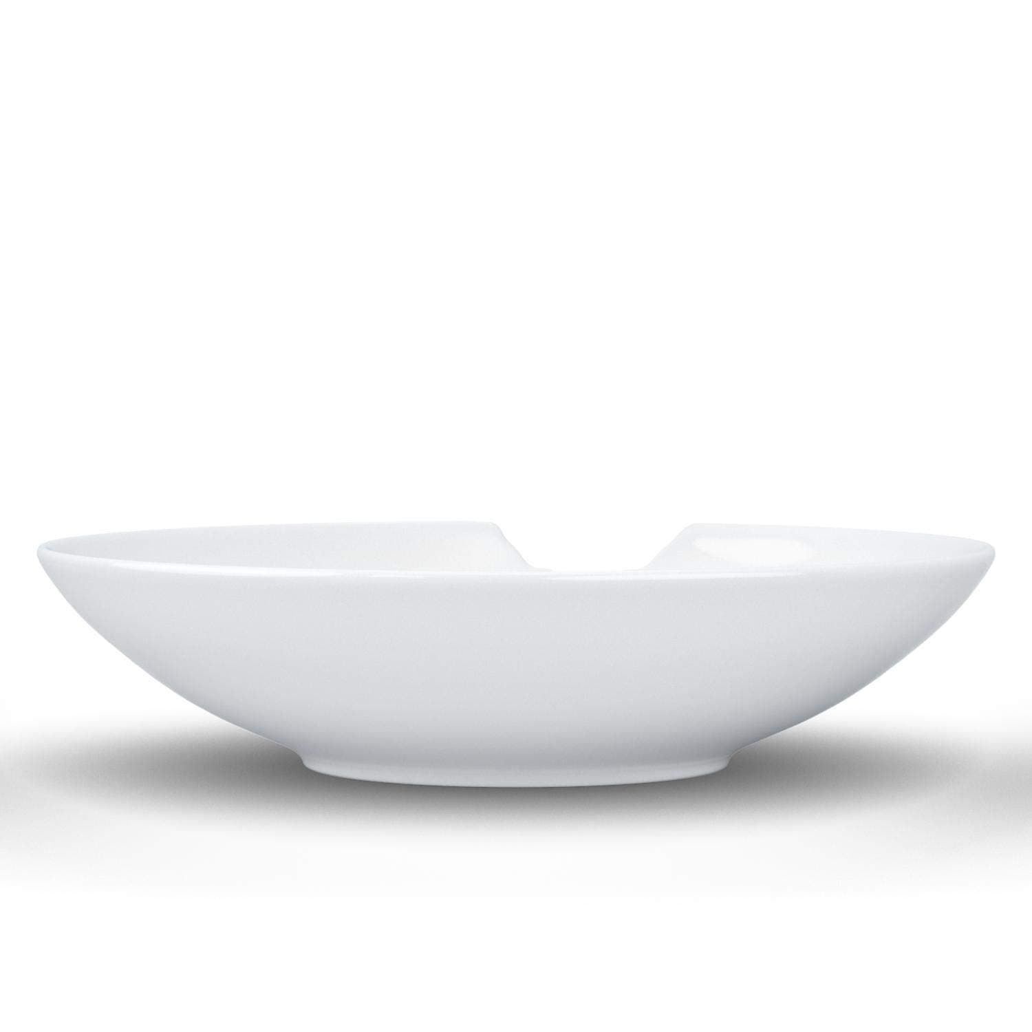 TASSEN Porcelain Small Deep Plates With Bite Mark, 7.1 Inch, White (Set of 2 Plates)