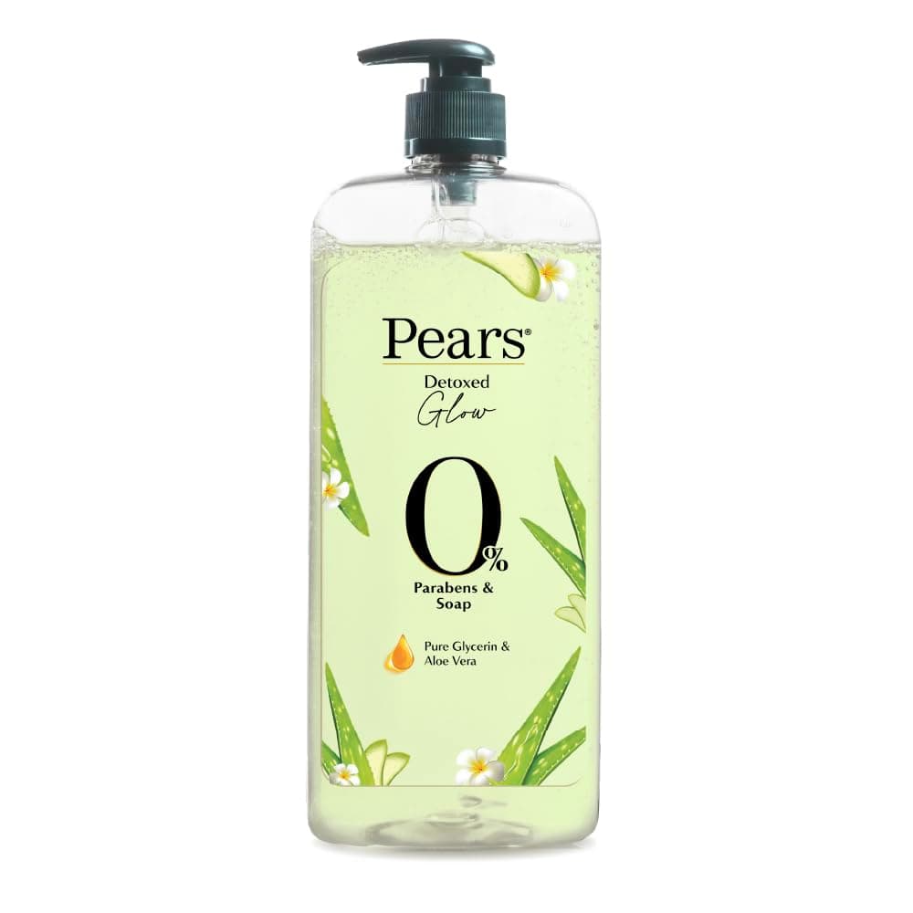Pears 98% Pure Glycerin Detoxed Glow Body Wash with Aloe Vera and 0% Parabens & Soap for a Detoxed Glow, 750ml