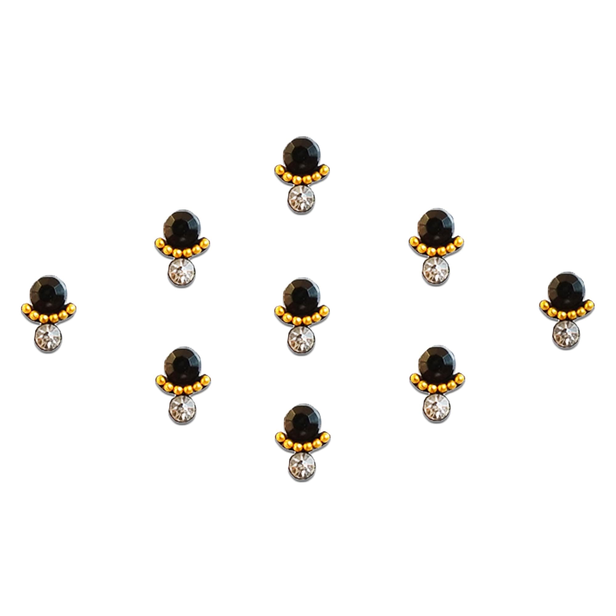 Comet Busters Fancy Black Bindi With Diamond (BIN570)(7mm)