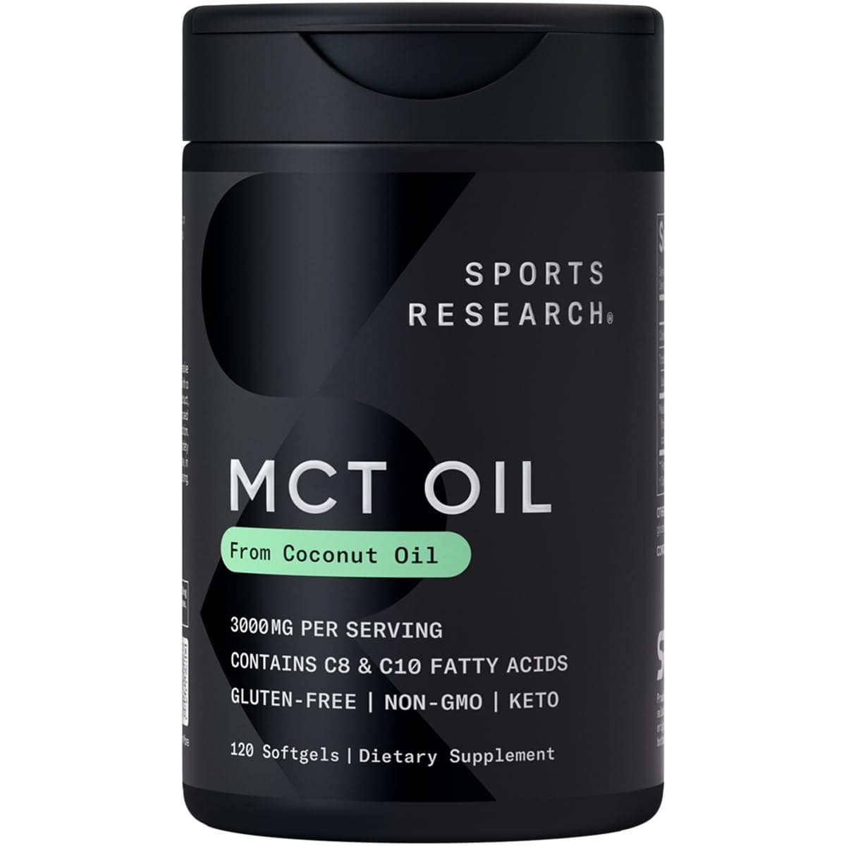 Sports Research Keto MCT Oil Capsules derived from Coconut Oil | Keto Fuel for The Brain & Body | Derived from Non-GMO Coconuts (120 Soft gels)