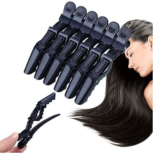 Rlanos Professional Hair Styling Clips Sectioning Crocodile hair clips Duckbill Clips Section clips, Non-Slip Hairdresser dedicated Partition Hairgrips For Thick Hair Large Hairpin Black (pack of 6)