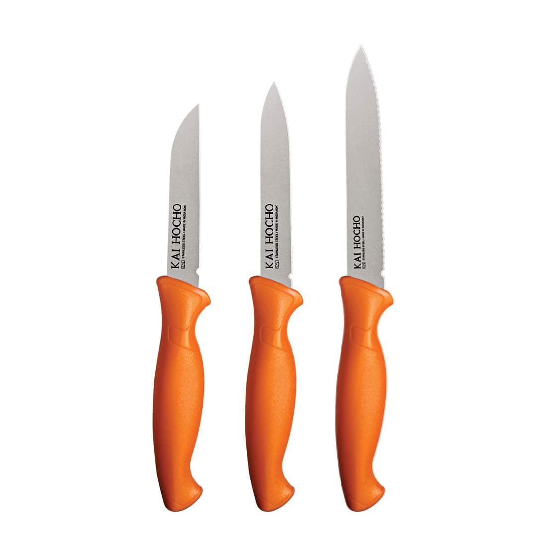 Kai Stainless Steel Kitchen Knife Set, 3-Piece, Orange