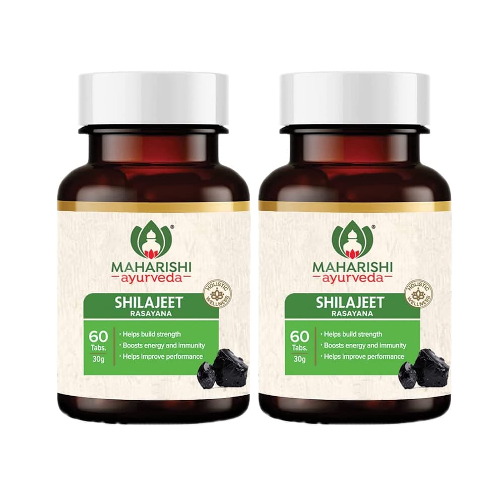 Maharishi Ayurveda Shilajeet Rasayana 500 MG | Natural & Pure Shilajit for Strength, Stamina & Endurance | 60 Tablets Pack of 2
