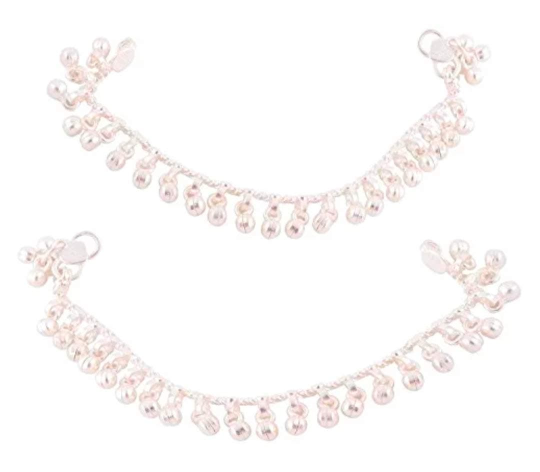 Bharti jewellers Silver Anklet for Baby Girl - Pack of 2
