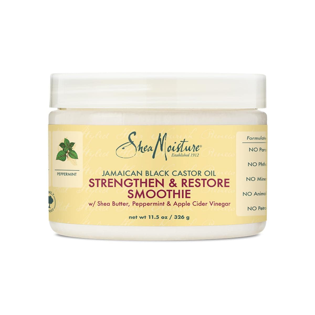Shea Moisture Jamaican Black Castor Oil Strengthen & Restore Smoothie W/ Shea Butter, Peppermint & Apple Cider Vinegar, Pack of 1