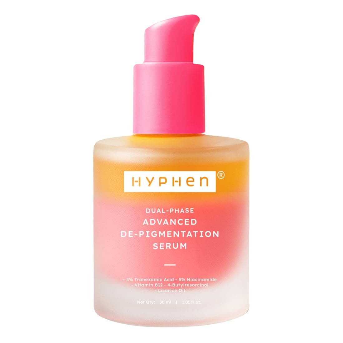 Hyphen 4% Tranexamic Acid + 5% Niacinamide Biphasic De-Pigmentation Serum | Correction & Prevents Hyperpigmentation, Dark Spots & Melasma| In-vivo tested & Non-Comedogenic| Deep Penetration - 30 ml