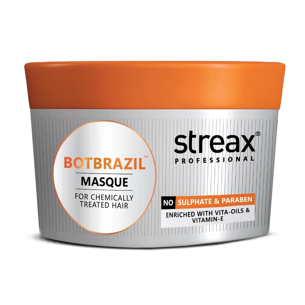Streax Professional Botbrazil Masque,For Chemically Treated Hair With Vita Oil Complex,Hydrating Hair Mask For Deep Repair & Nourishment For Keratin, Colour & Straightened Hair,200 Gram