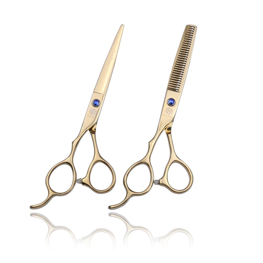 Gold: Purple Dragon 6.0" Left Hand Professional Salon Hair Cutting Scissors And Thinning Shears - Perfect For Left-Handed Hairdresser (Gold)