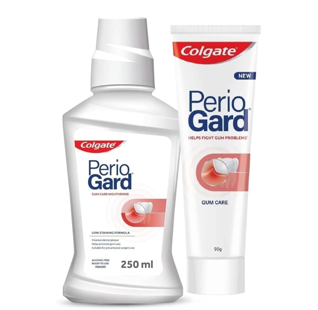 Colgate PerioGard Gum Protection Toothpaste 90g and MouthWash 250ml Helps Fight Plaque Bacteria Dual active Formula Helps To Keep Gums Healthy