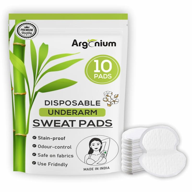 Argonium Underarm Sweat Pad for Women & Men | Armpit Sweat Pads for Women Blouse with Gel Technology to Control Odour | Large Covering Underarm Pads to Prevent Stain | Skin Friendly (10 pads)