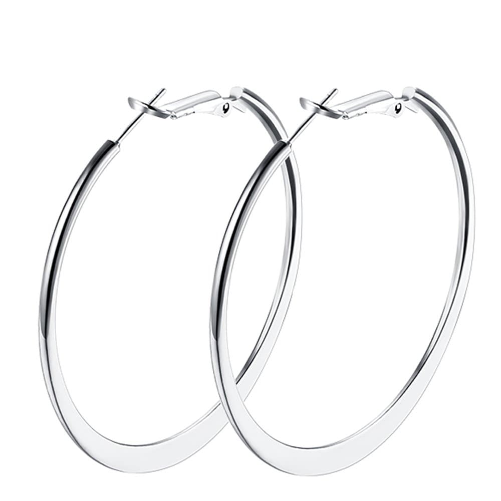 Gold Hoop Earrings,18K Gold Plated Rounded Hoops Earrings for Women, 2 inches, Brass, gold-plated-copper