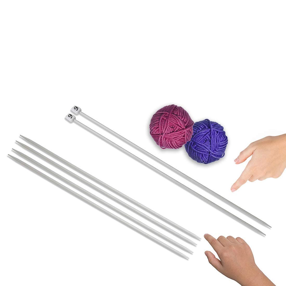 NTGS Projects for School Knitting Needle Combo No 9 Single Sided, Pair of 2 and no 10 Double Sided, Pair of 4
