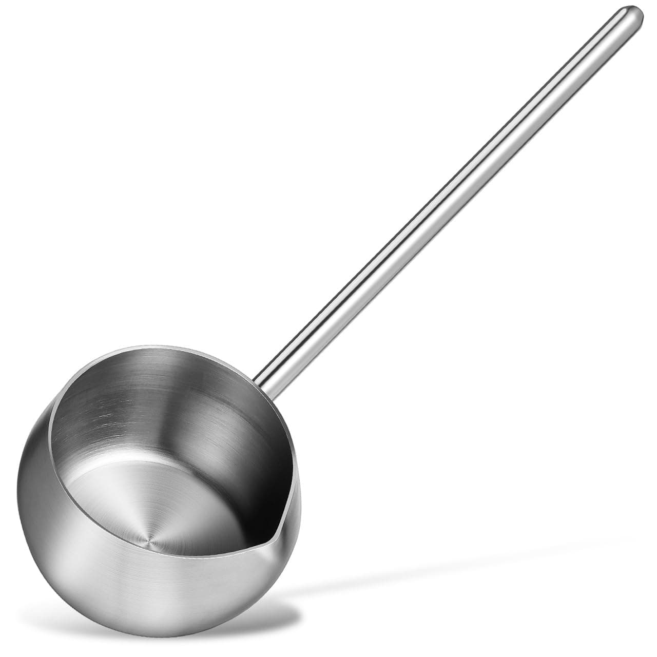 Luxshiny Stainless Steel Soup Ladle With Pour Spout Long Handle Water Ladle Oil Ladle for Kitchen Cooking Serving Soups and Drizzle Sauces Silver 300ml