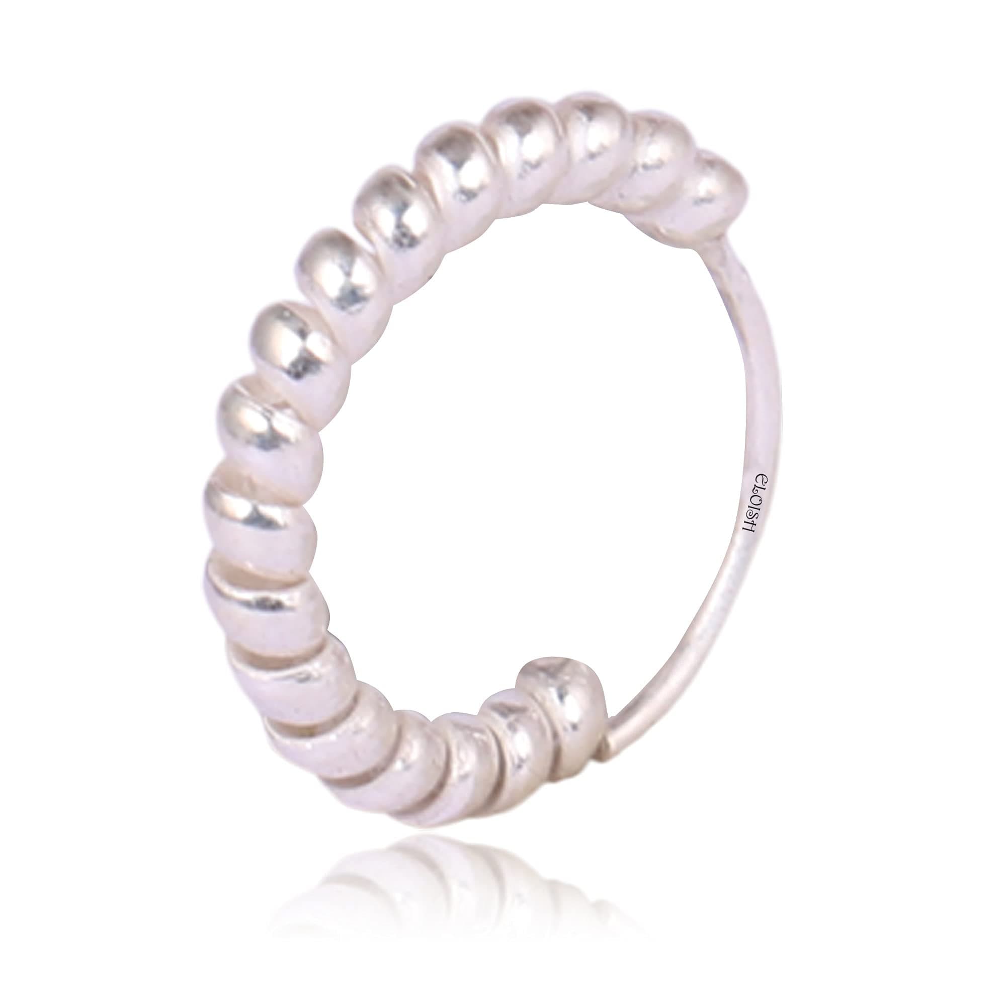 ELOISH 92.5 Sterling Silver Nose Rings for Women. 92.5% Pure Silver Nose Ring for Girls (Silver Ornaments : 0.200 grams)