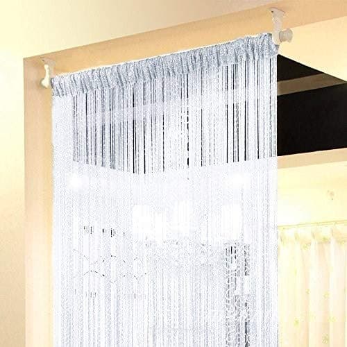 Topixdeals 110 X 110 Inch Cm Rare Flat Silver Ribbon Door String Curtain Thread Fringe Window Panel Room Divider Cute Strip Tassel Party Events (Silvery-gray) by Topixdeals