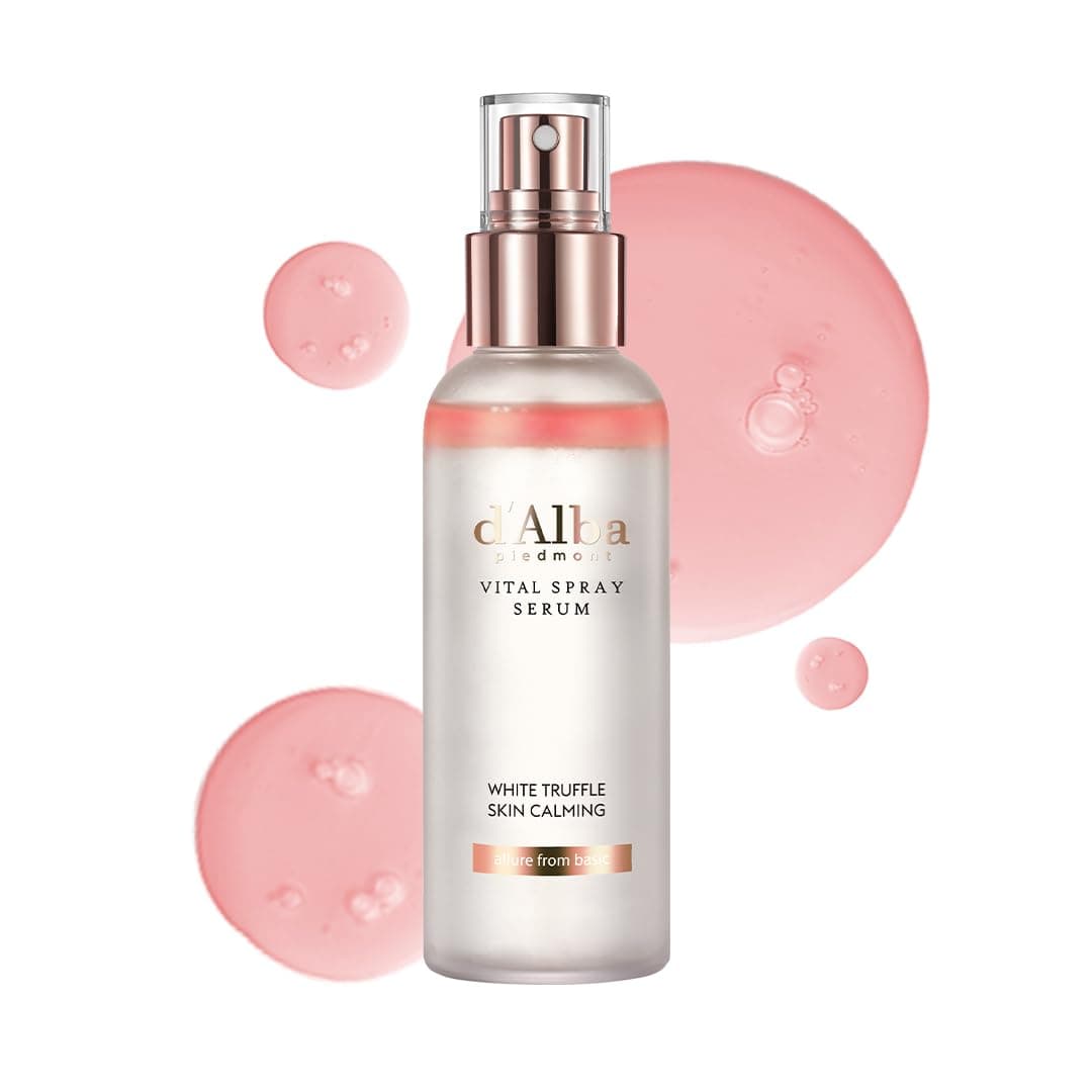 d'alba Piedmont Italian White Truffle Vital Spray Serum, Vegan Skin Care, Calming And Hydrating Facial Mist For Red And Sensitive Skin, Glow Serum, Surfactant Free, All In One, Korean Skin Care - 100ml