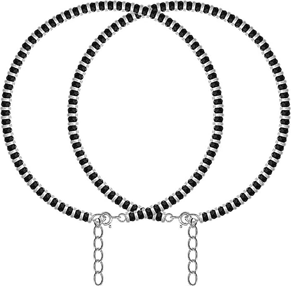 Black Silver 925 Silver Exclusive Stylish Nazariya Anklet/Payal Crystal Beads for Girls and Women
