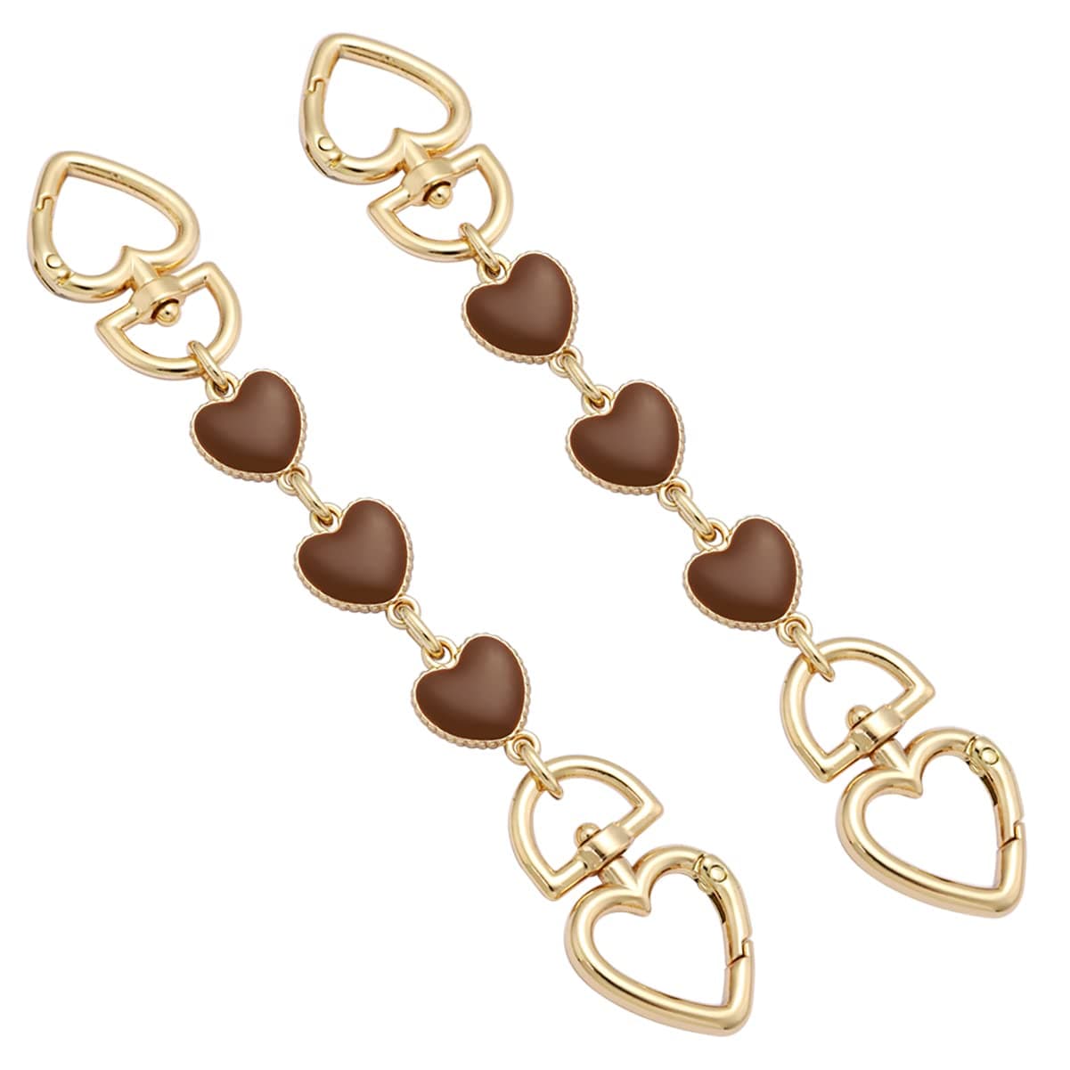 Anbys 2Pcs Bag Extender Purse Extender Chain Heart Shape Bag Strap Extender Replacement Charms for Cross Body Bag Handbags Shoulder Bag (Coffee)