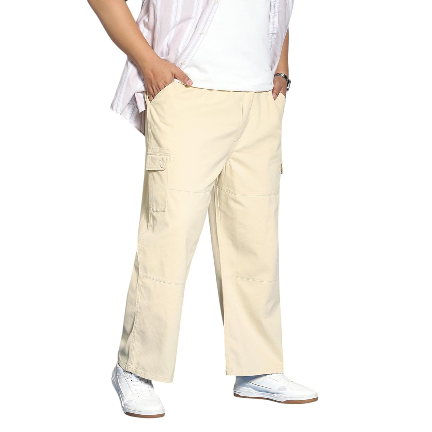 Urbano Plus Men's Loose Baggy Fit Cargo Jogger Chino Pant with 6 Pockets Stretchable