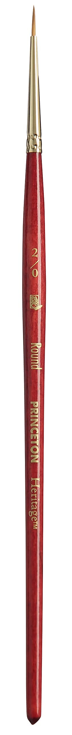 Princeton Heritage Short Handle Round Paint Brush | Maximum Colour Holding Capacity | Even & Consistent Flow | Fine Detail to Broad Washes| Size - 2/0