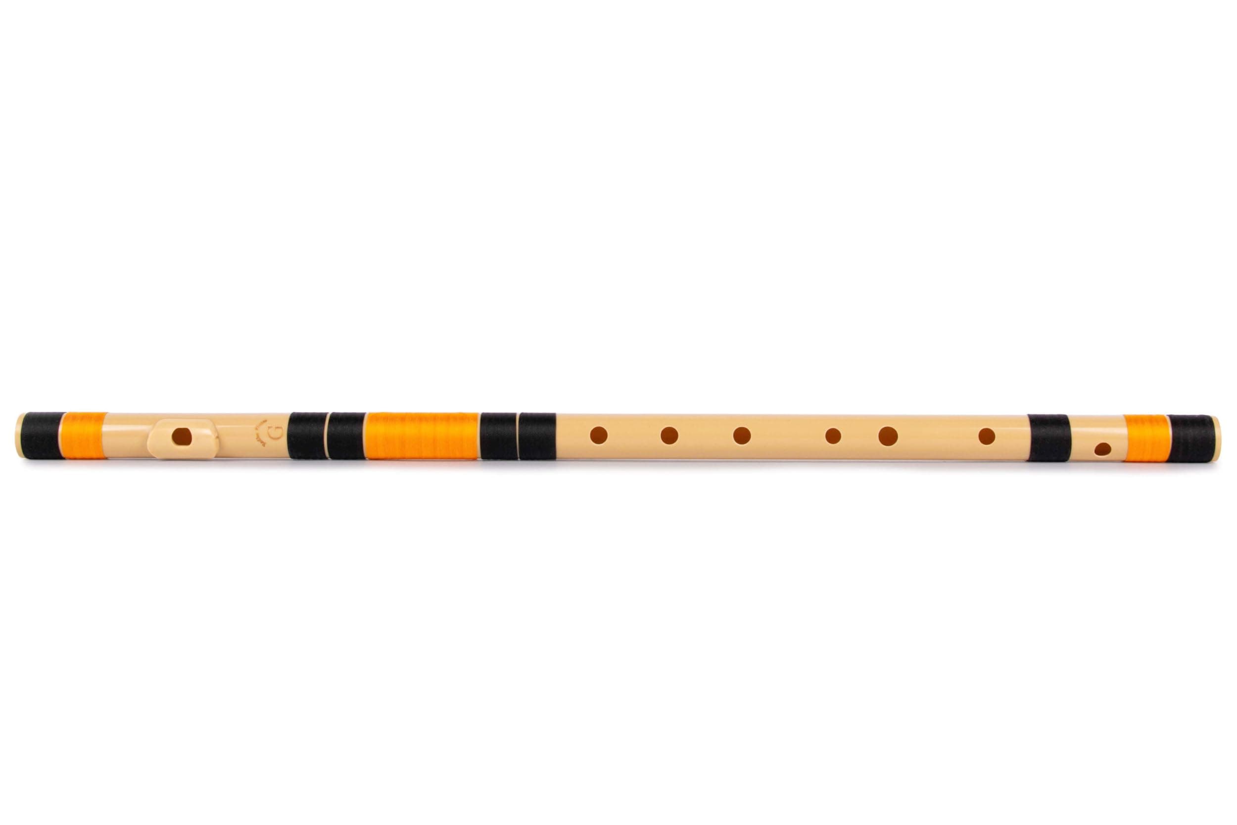 Radhe Flutes | G Natural Right Handed Base Bansuri | Black & Orange| Tuned With Tanpura A=440Hz | PVC Flute + Hindi & English Flute Lessons