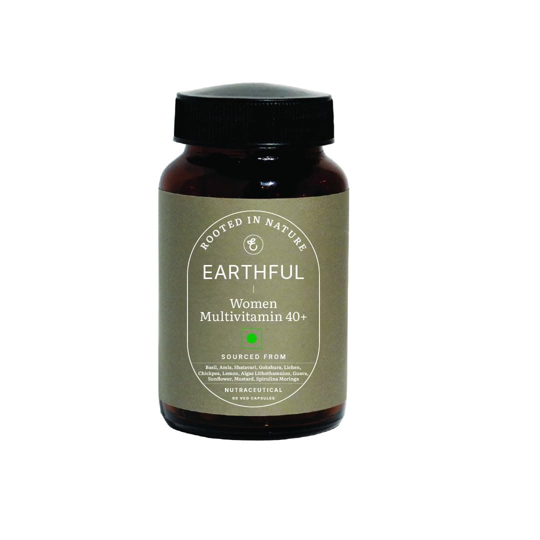 Earthful Multivitamin for Women 40+, 50+, Nearing Menopause | Improved Immunity, Hormonal Health, Skin, Hair & Bone Health | Plant Based with 12 Vital Vitamins, Herbs | 60 Capsules