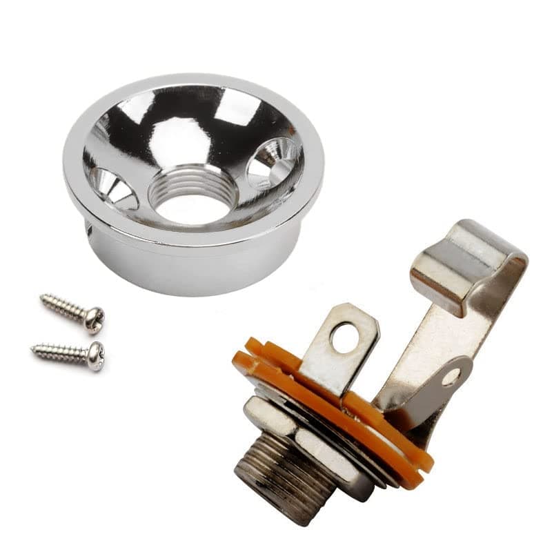 Jiayouy Nickel Electrosocket Jackplate for Tele/Telecaster Style Electric Guitar Standard 1/4" 6.35mm Output Mono Jack