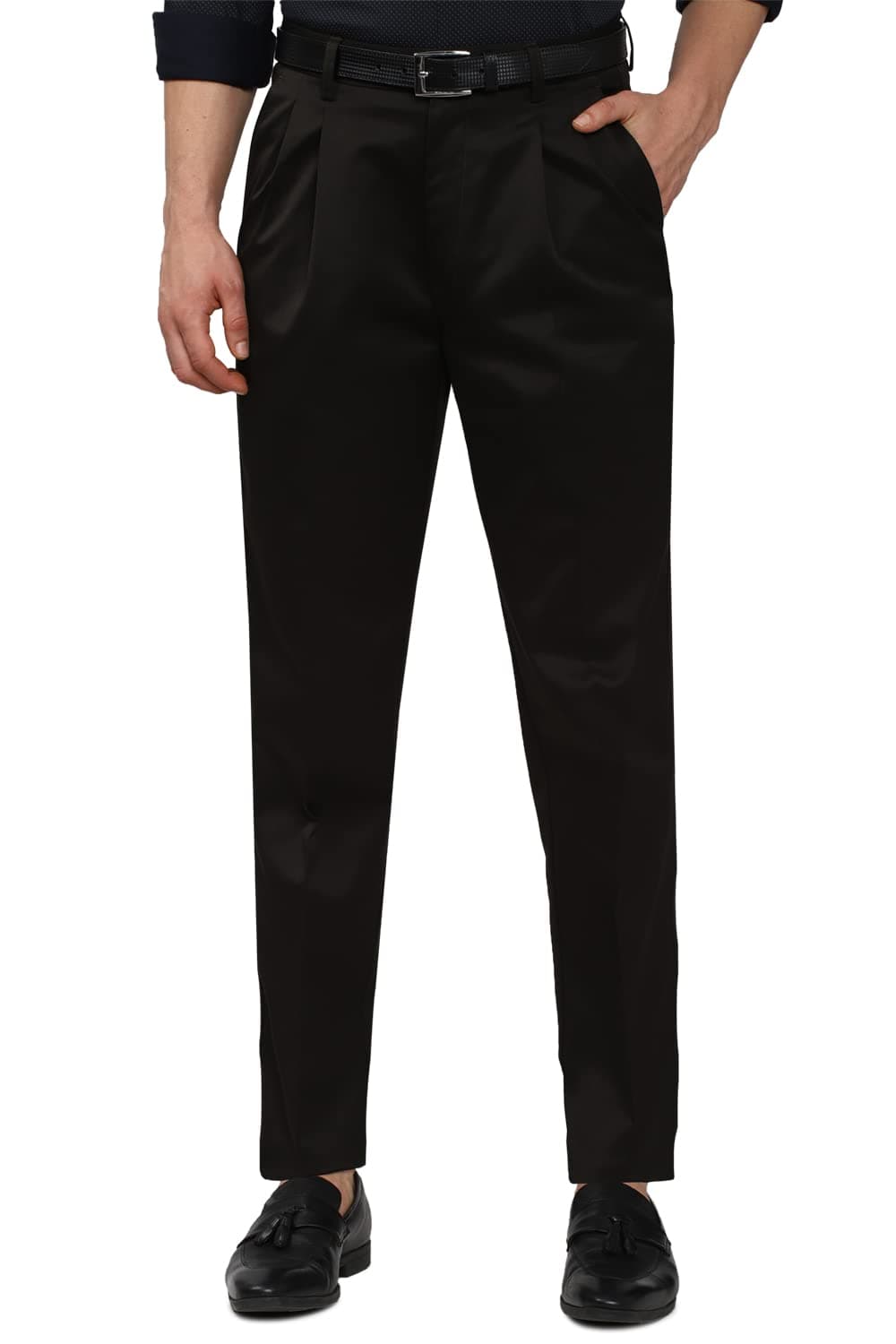 Peter England Men's Mid Rise Regular Fit Casual Pants