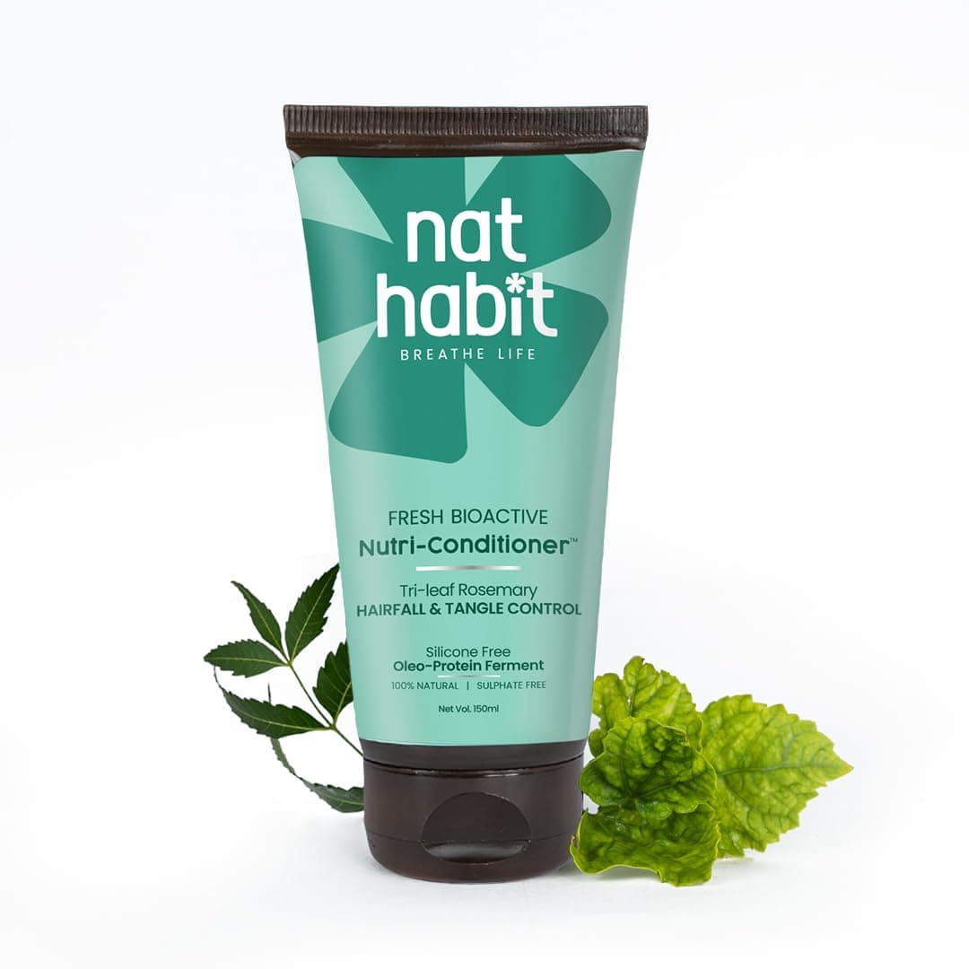 Nat Habit Rosemary Conditioner for Women & Men Hairfall | Bio-activated for Dry & Frizzy Hair | Moisturizing & Nourishing with Argan Oil for Shiny Hair, Suitable for Curly, Dry & Frizzy Hair & Oily Scalp,150ml