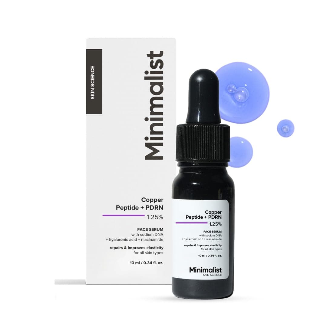 Minimalist Copper Peptide + PDRN 1.25% Face Serum | Preventive Anti-Aging Serum for Firmness, Elasticity & Hydration | With GHK-Cu, PDRN, Multi-Molecular Hyaluronic Acid & Niacinamide | Suitable for Sensitive Skin | For Unisex | 10ml