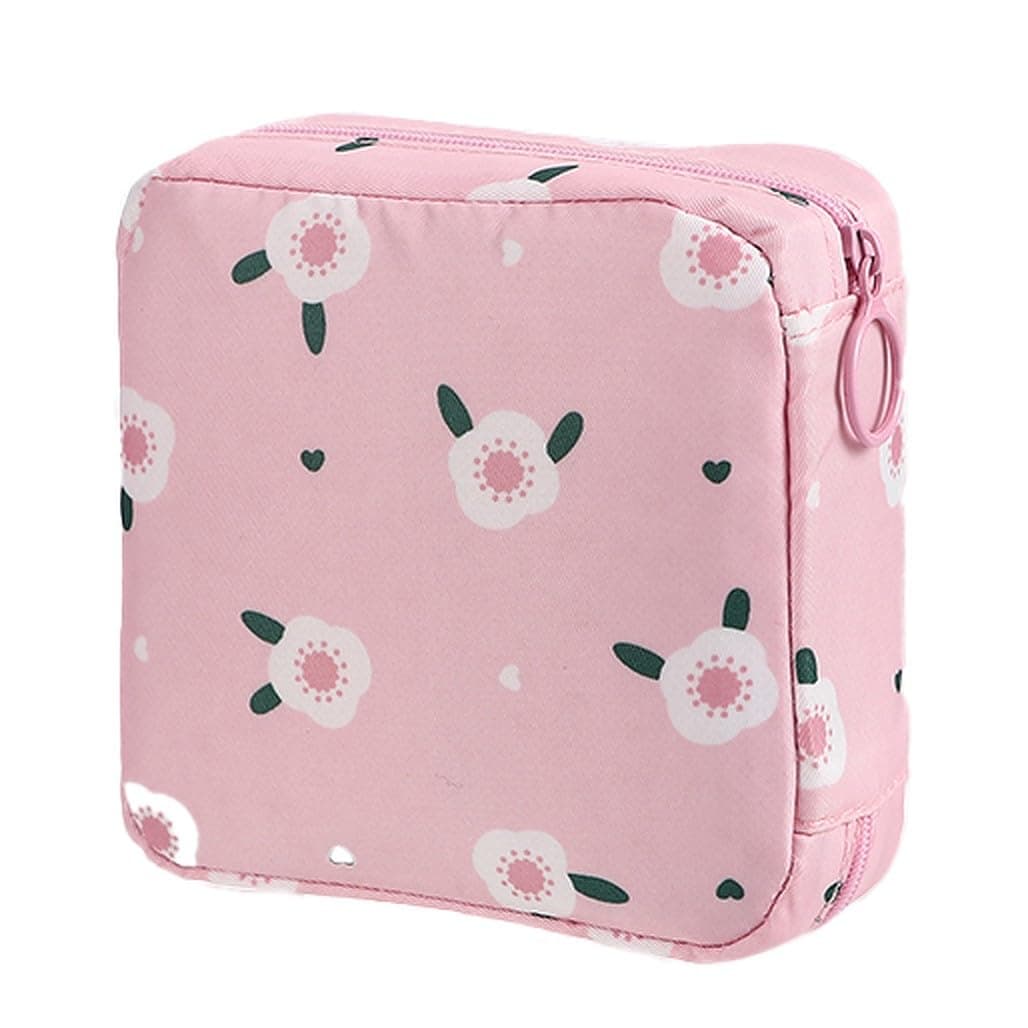 Wolpin Small Pouch for Women Girls | Handbag Sanitary Napkin Storage Bag | Mini Travel Pouch for Menstrual Pads Charger Cable Earphone Accessories | Compact Organizer for Purse & Bags