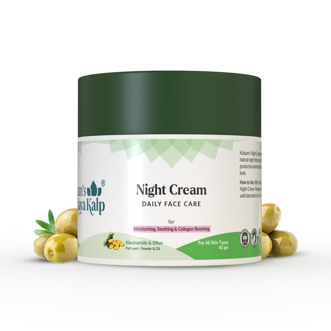 Kulsum's Kaya Kalp Night Cream for Moisturizing, Soothing & Collagen Boosting,| 40 g