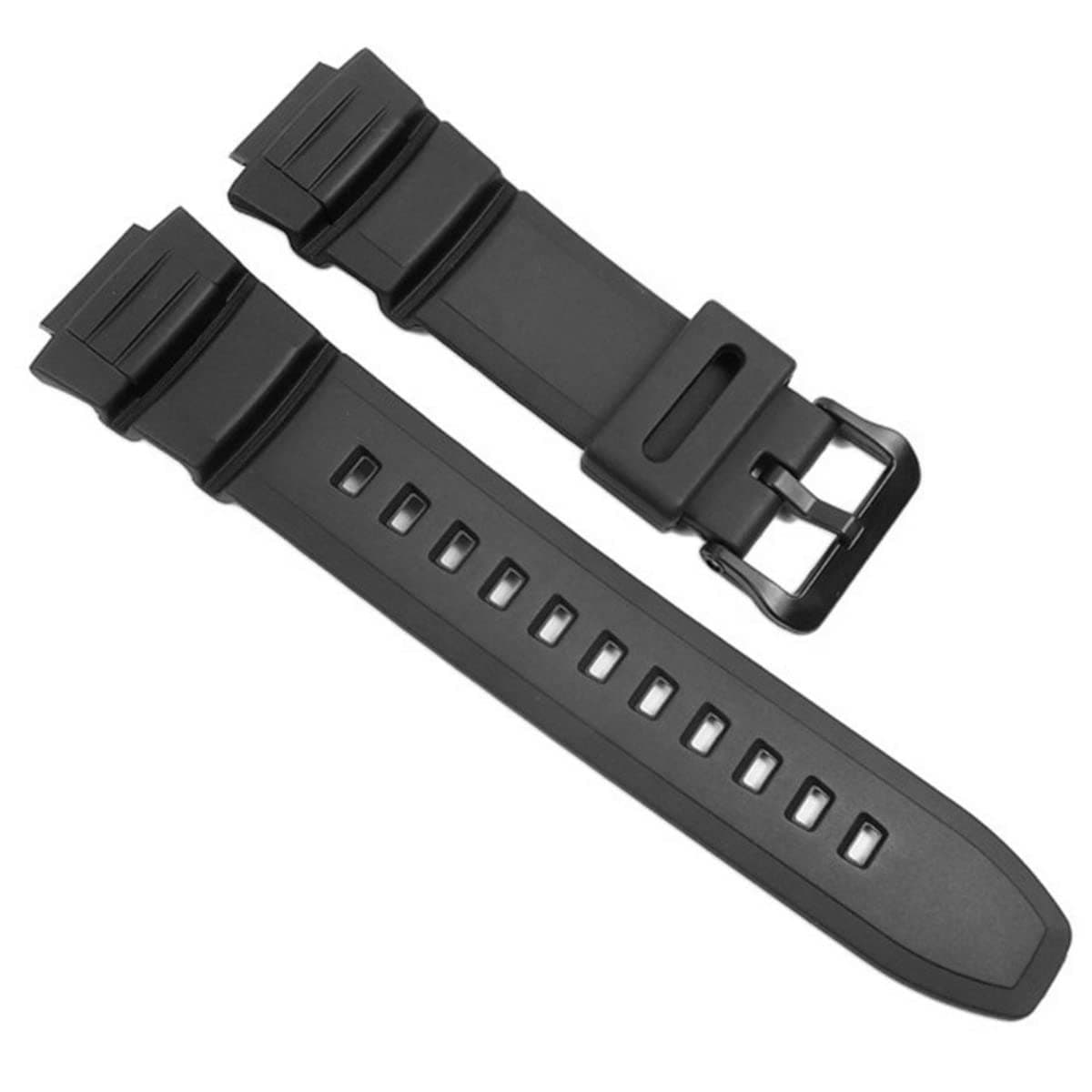 DBLACK ''CDS16'' 16mm Resin Watch Strap (Black) // Compatible With ''CASIO'' MCW-100H, MCW-110H & W-S220 Model Watches Only (Black)