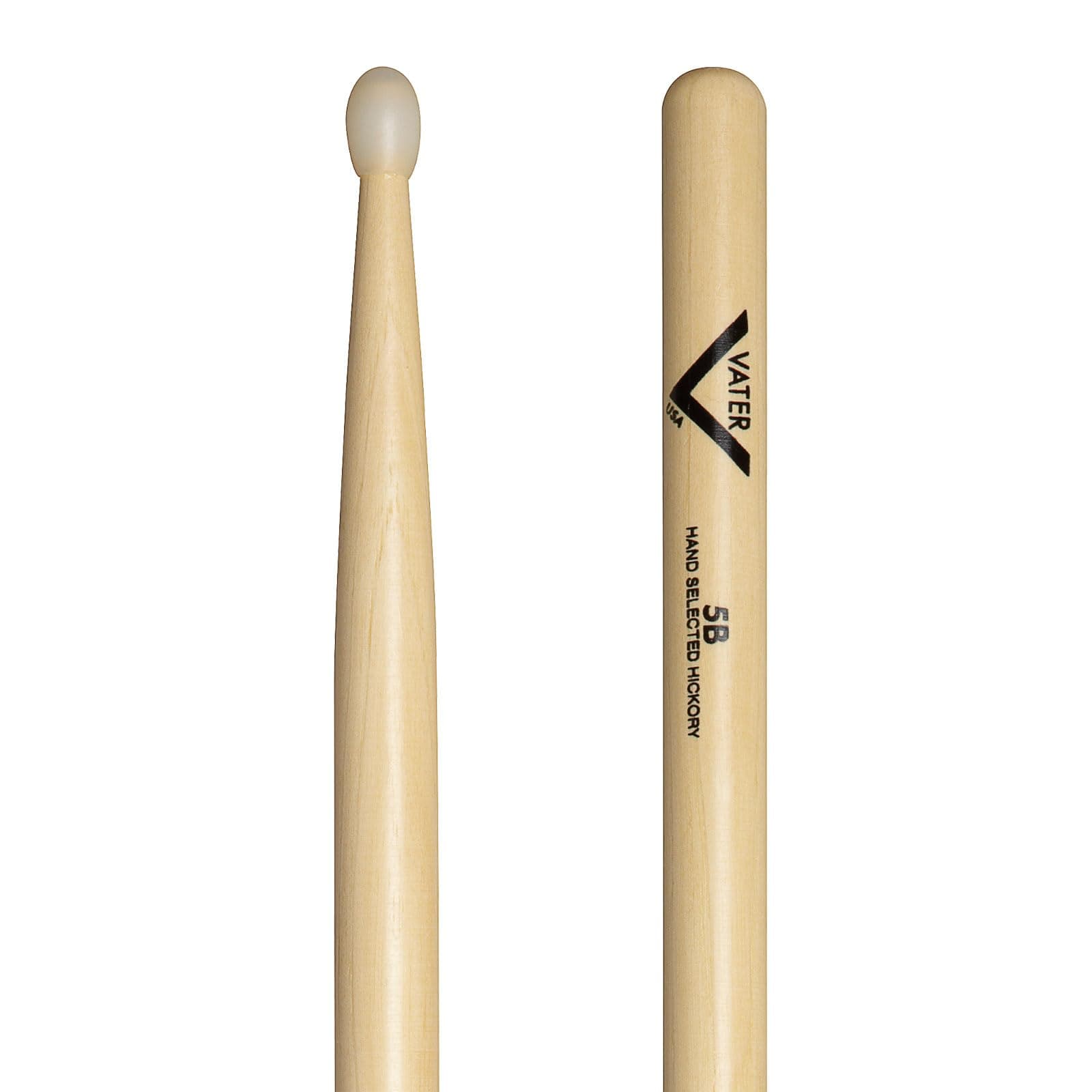 Vater VH5BN 5B Nylon Tip Hickory Drum Sticks, Pair