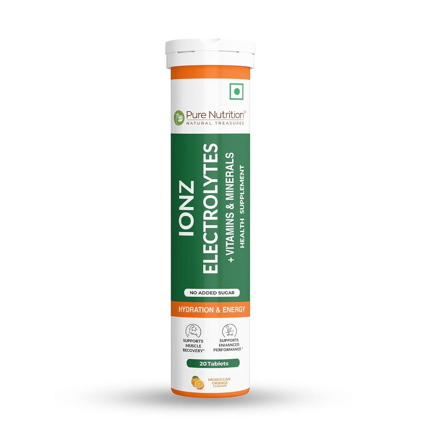 Pure Nutrition Ionz Electrolyte Supplement with Zero Added Sugar | Electrolytes Hydration Tablets for Sustained Energy with 5 Essential Electrolytes No sugar + 4 Vitamins & Amino Acids | Pack of 20 Effervescent Tablets
