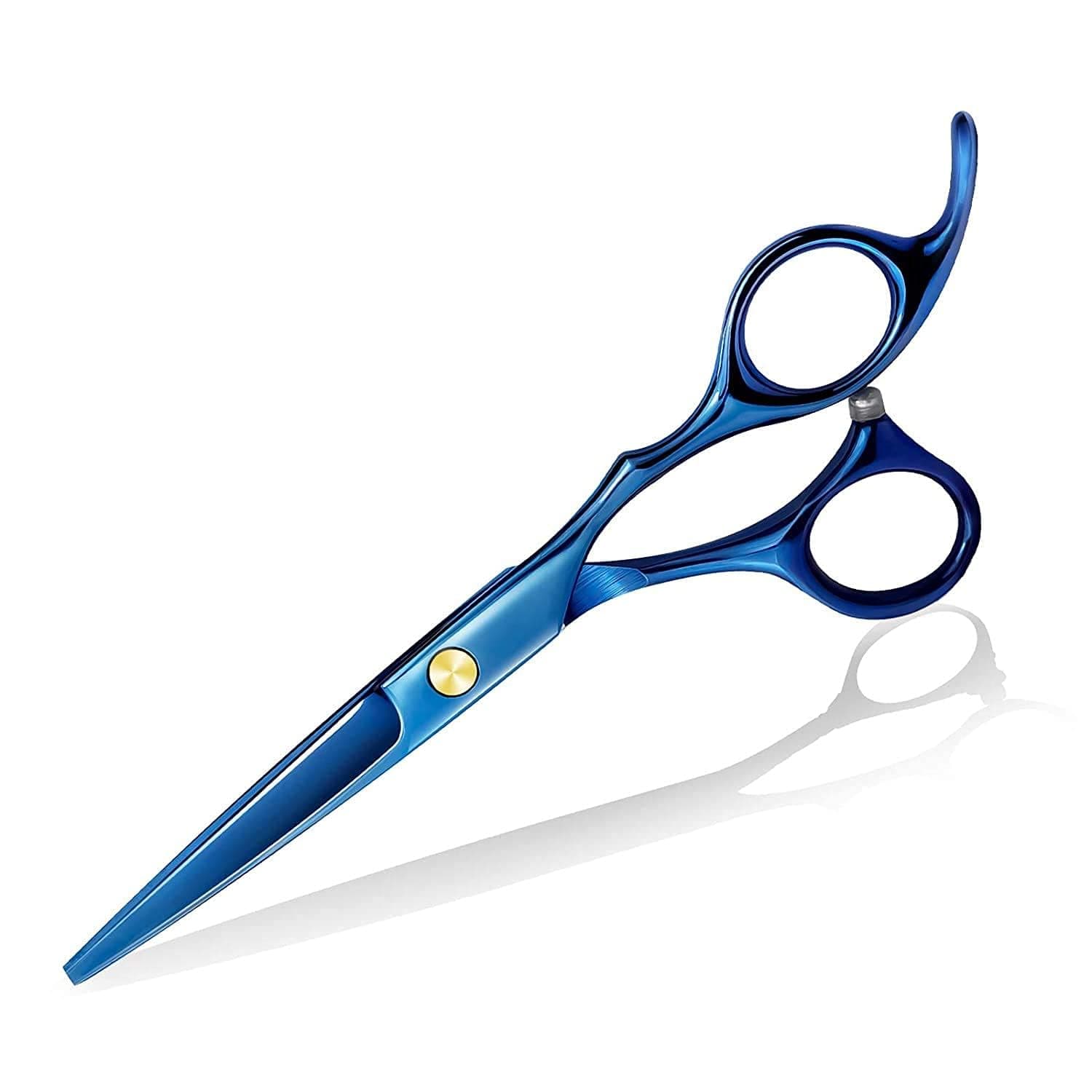 BANIRA Professional Razor Edge Series - Titanium Barber Hair Cutting Scissors/Shears - 6.5" Overall Length with Fine Adjustment Tension Screw (Titanium Blue)
