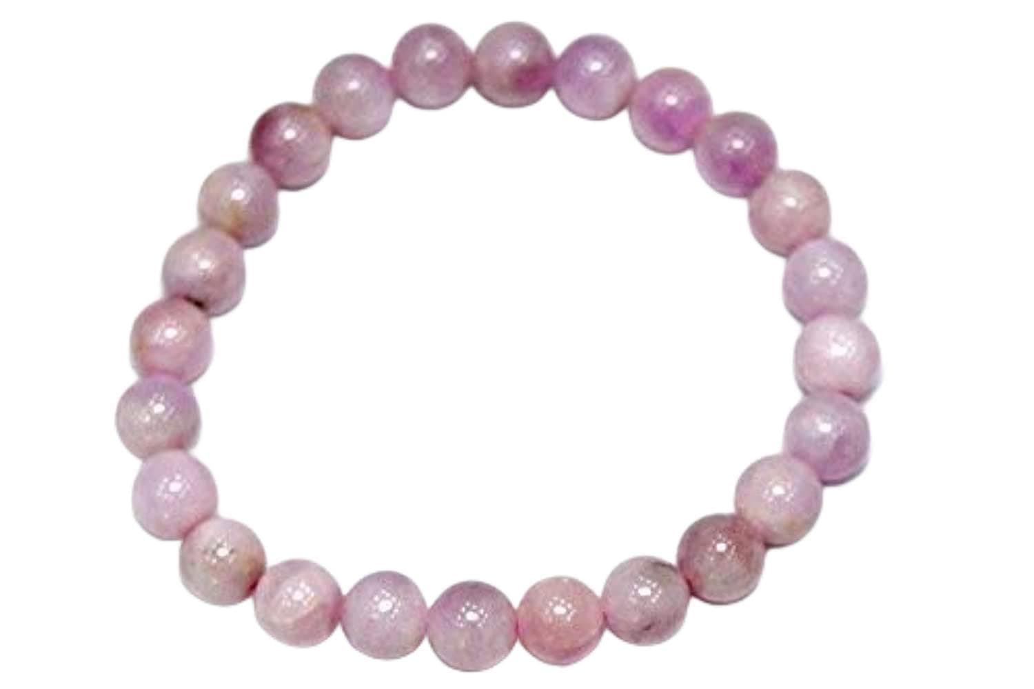 Mautik Sadiwala AAA Quality Certified Kunzite Stone Natural Crystal 8mm Pink Beads Unisex Bracelet