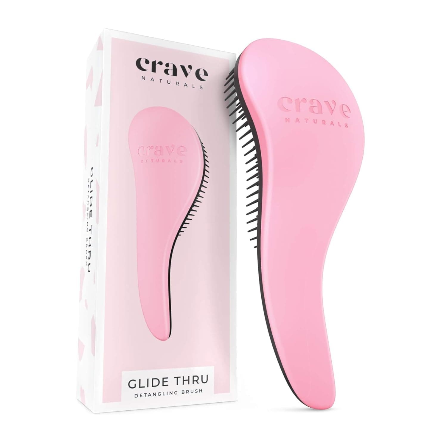 Crave Naturals BIGGIE Glide Thru Detangling Brush - Detangler Hairbrush & Comb for Curly, Natural, Straight, Wet or Dry Hair (PINK)