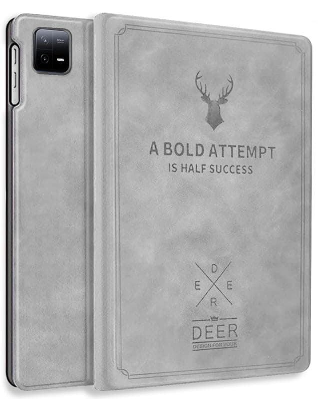 Robustrion Cover for Xiaomi Mi Pad 6 Cover, Deer Pattern Flip Case Cover for Xiaomi Mi Pad 6 11 inch, Support Auto Sleep Wake - Grey