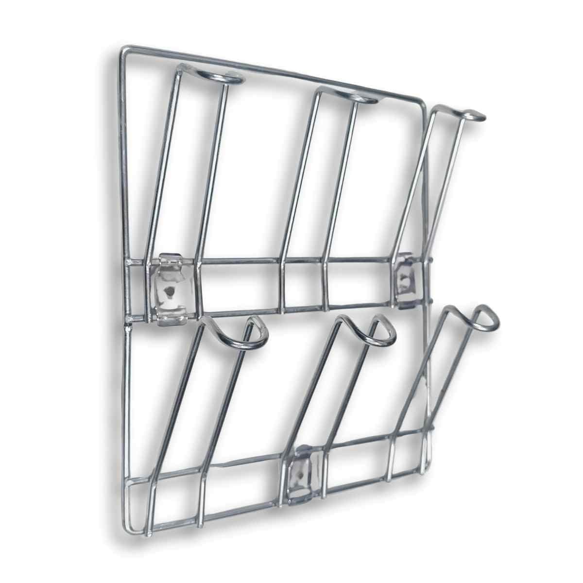 SARVAVIKRI Stainless Steel Wall Mounting Glass Stand | Water Glass Holder for Kitchen | 6 Glass Storage Wall Hanging Stand | Chrome Plated Hanging Shelves | Space Saving Organizer