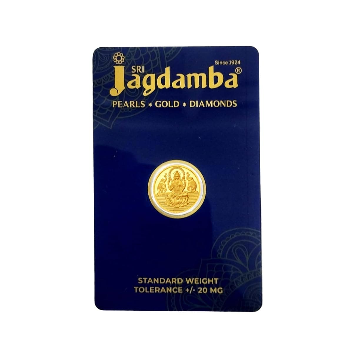 Sri Jagdamba Pearls Bis Hallmarked 1 Gm, 22k (916) Yellow Gold Round Precious Coin