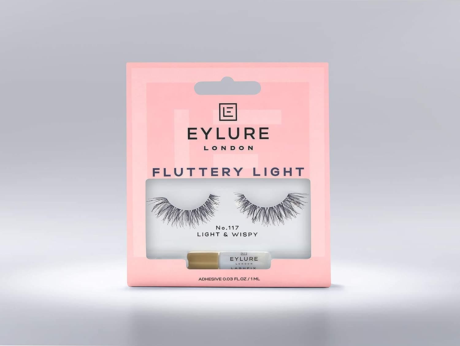 Eylure London False Eyelashes - Fluttery Light No. 117 LIGHT & WISPY (FALSE EYELASHES WITH GLUE) | Long Lasting Up To 5 Wears Black
