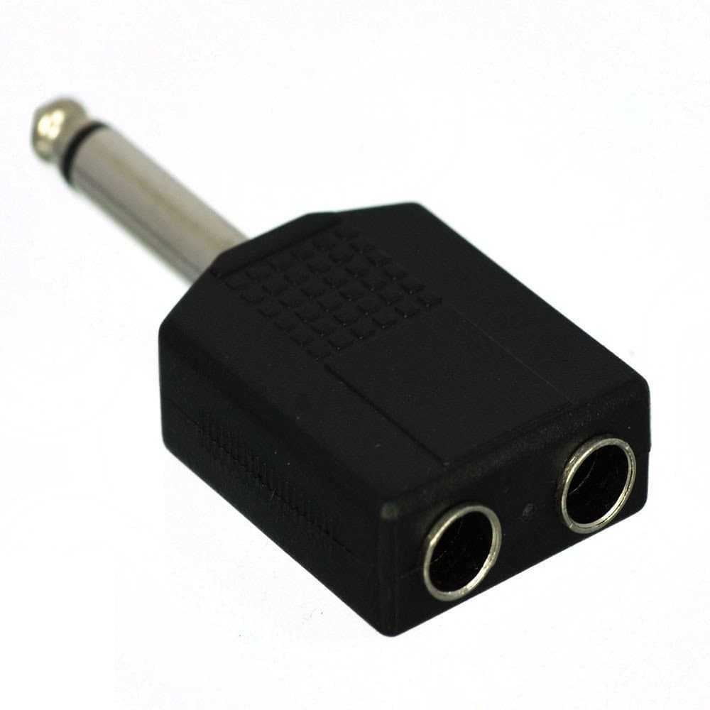2 Pack Cess 6.35mm 1/4" Mono Male to 2 Female Splitter Adapter
