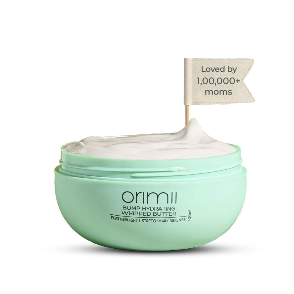 Orimii Bump Hydrating Stretch Marks Removal Body Butter For Women | Whipped Body Cream For Pregnancy | Enriched With Cocoa & Shea Butter | Lightweight, Non Sticky, Breastfeeding Safe (100gm)